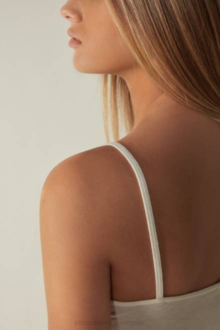 Intimissimi ženske 231i-naravna vanilija oblačila 2R8X1383 ultralahek kamisol iz modala in kašmirja s čipko