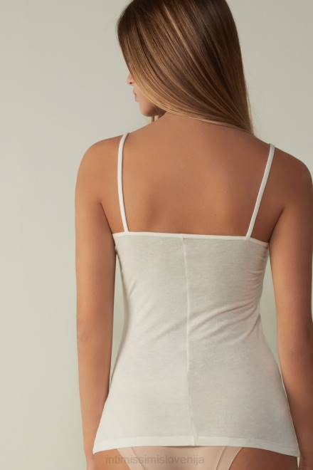 Intimissimi ženske 231i-naravna vanilija oblačila 2R8X1383 ultralahek kamisol iz modala in kašmirja s čipko