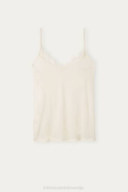 Intimissimi ženske 231i-naravna vanilija oblačila 2R8X1383 ultralahek kamisol iz modala in kašmirja s čipko