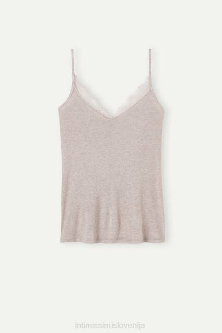 Intimissimi ženske 7525-shell bež melange oblačila 2R8X1346 ultralahek kamisol iz modala in kašmirja s čipko