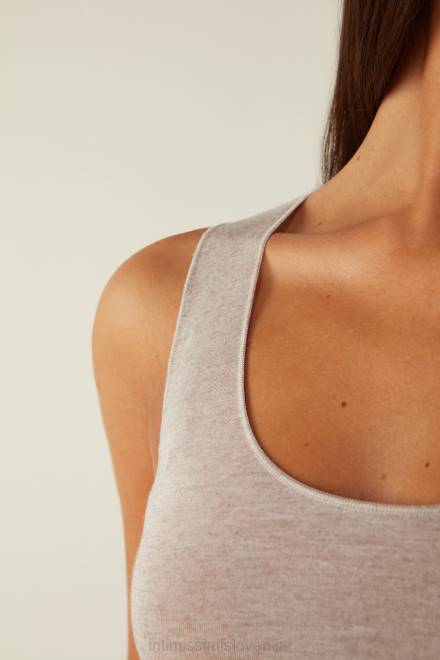 Intimissimi ženske 7525-shell bež melange oblačila 2R8X1449 ultralahek modalni top s širokimi rameni iz kašmirja