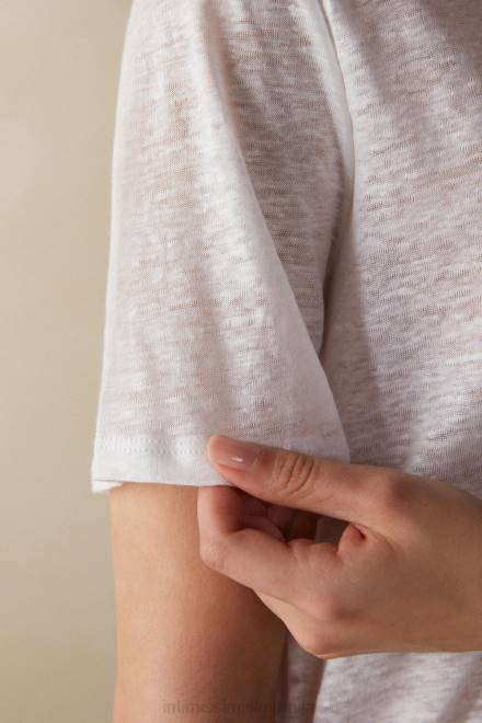 Intimissimi ženske 001-bela oblačila 2R8X1313 lanena srajca s kratkimi rokavi