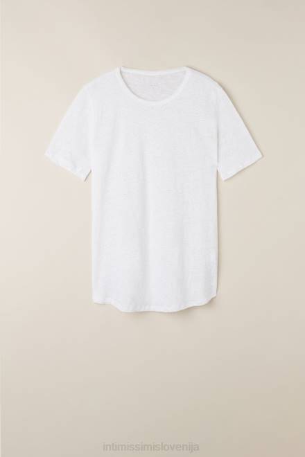 Intimissimi ženske 001-bela oblačila 2R8X1313 lanena srajca s kratkimi rokavi