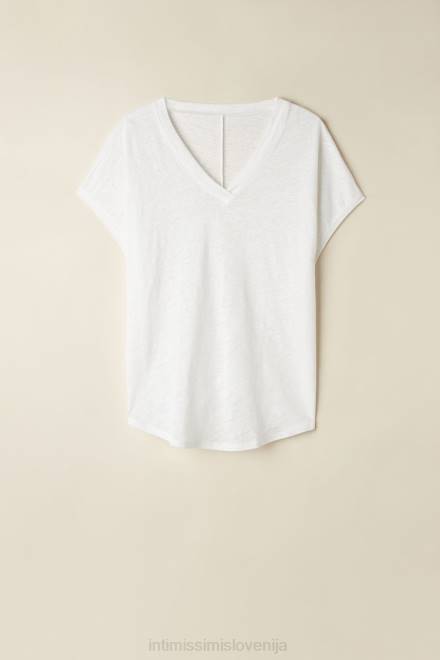 Intimissimi ženske 001-bela oblačila 2R8X1314 lanena majica s kratkimi rokavi in ​​v izrezom