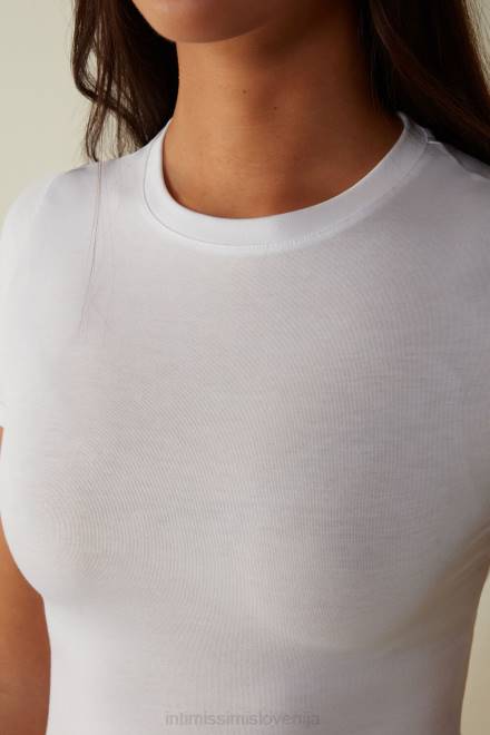 Intimissimi ženske 001-bela oblačila 2R8X1420 majica iz raztegljivega bombaža supima s kratkimi rokavi