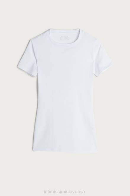 Intimissimi ženske 001-bela oblačila 2R8X1420 majica iz raztegljivega bombaža supima s kratkimi rokavi