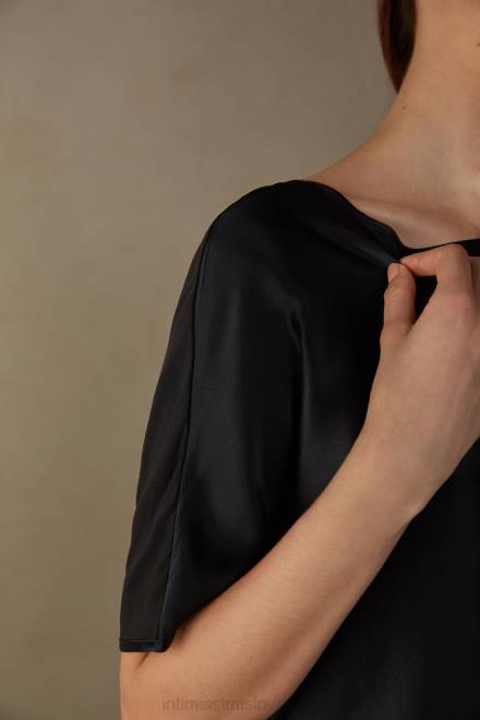 Intimissimi ženske 019-črna oblačila 2R8X1368 svila s kratkimi rokavi in ​​top iz modala