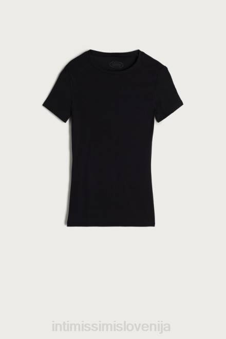 Intimissimi ženske 019-črna oblačila 2R8X1419 majica iz raztegljivega bombaža supima s kratkimi rokavi