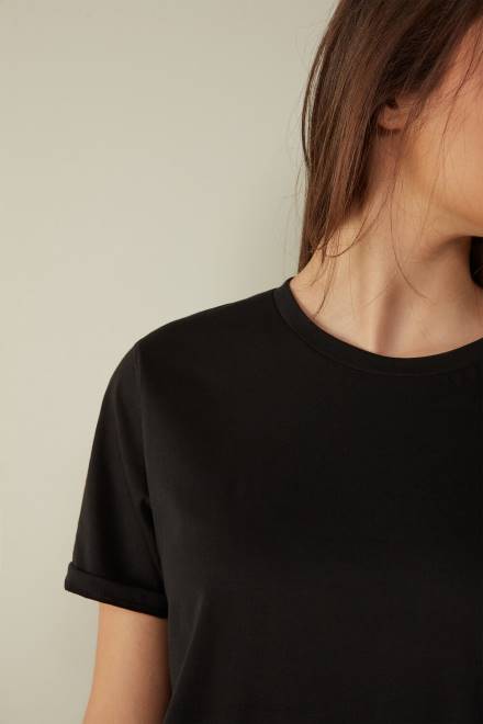 Intimissimi ženske 019-črna oblačila 2R8X1421 majica iz bombaža supima s kratkimi rokavi