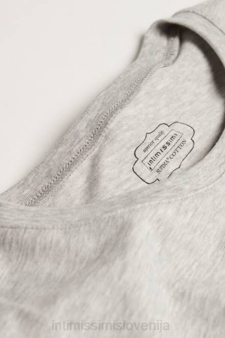 Intimissimi ženske 031-svetlo siv melanž oblačila 2R8X1415 majica iz raztegljivega bombaža supima s kratkimi rokavi