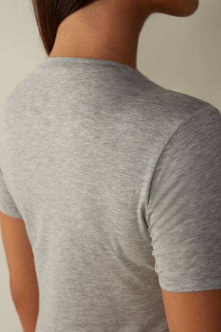 Intimissimi ženske 031-svetlo siv melanž oblačila 2R8X1454 majica s kratkimi rokavi iz supima bombaža ultrafresh