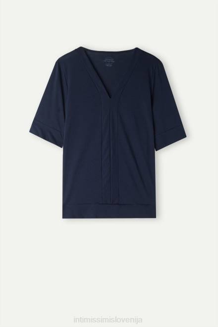 Intimissimi ženske 1467-intenzivno modra oblačila 2R8X1278 Ultrafresh supima bombažna majica z v-izrezom s kratkimi rokavi