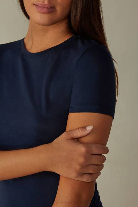 Intimissimi ženske 1467-intenzivno modra oblačila 2R8X1434 majica s kratkimi rokavi iz supima bombaža ultrafresh