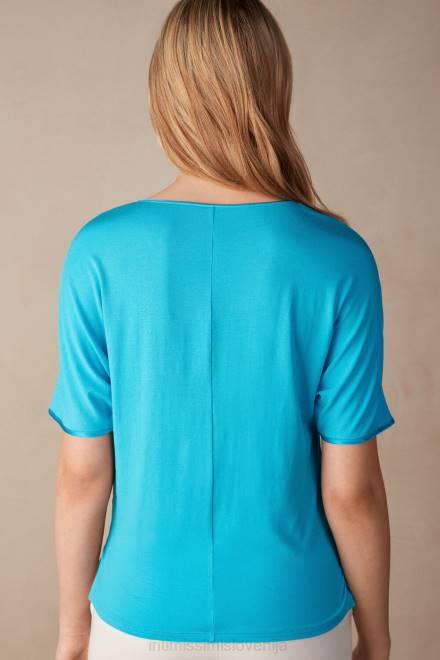 Intimissimi ženske 210j-digitalno turkizna oblačila 2R8X1318 svila s kratkimi rokavi in ​​top iz modala