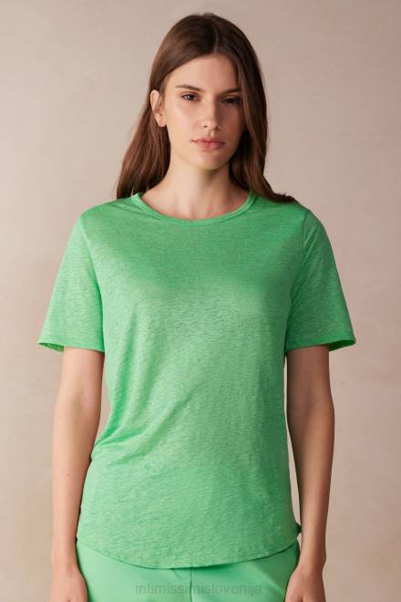 Intimissimi ženske 218j-jabolčna meta oblačila 2R8X1309 lanena srajca s kratkimi rokavi