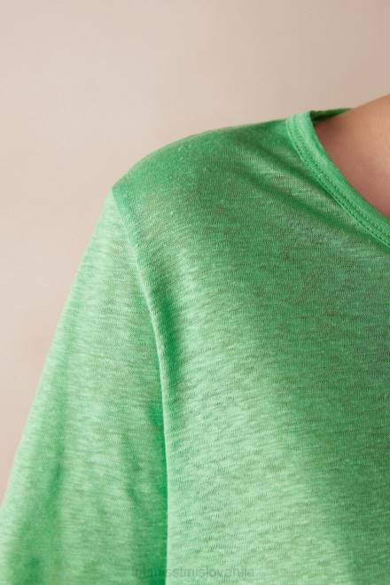 Intimissimi ženske 218j-jabolčna meta oblačila 2R8X1309 lanena srajca s kratkimi rokavi