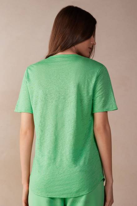 Intimissimi ženske 218j-jabolčna meta oblačila 2R8X1309 lanena srajca s kratkimi rokavi