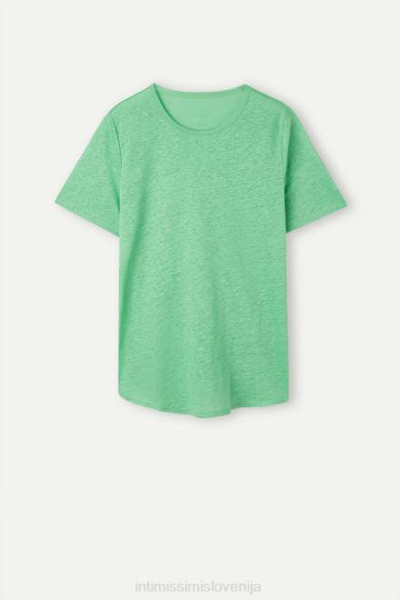 Intimissimi ženske 218j-jabolčna meta oblačila 2R8X1309 lanena srajca s kratkimi rokavi