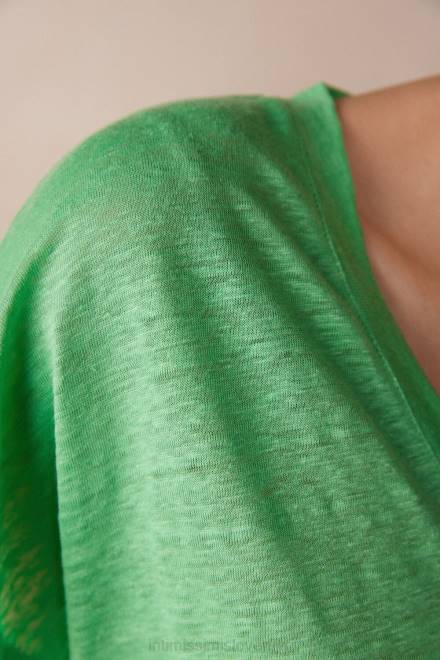 Intimissimi ženske 218j-jabolčna meta oblačila 2R8X1310 lanena majica s kratkimi rokavi in ​​v izrezom