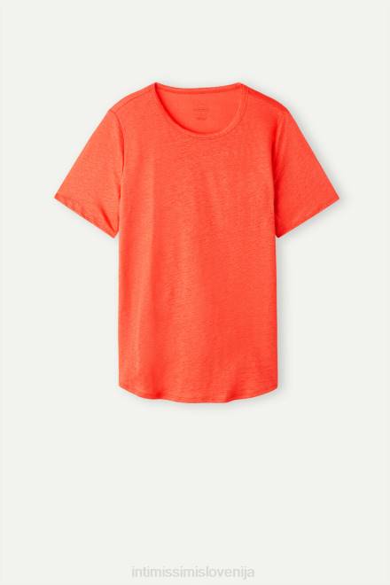 Intimissimi ženske 219j-plamen škrlat oblačila 2R8X1305 lanena srajca s kratkimi rokavi