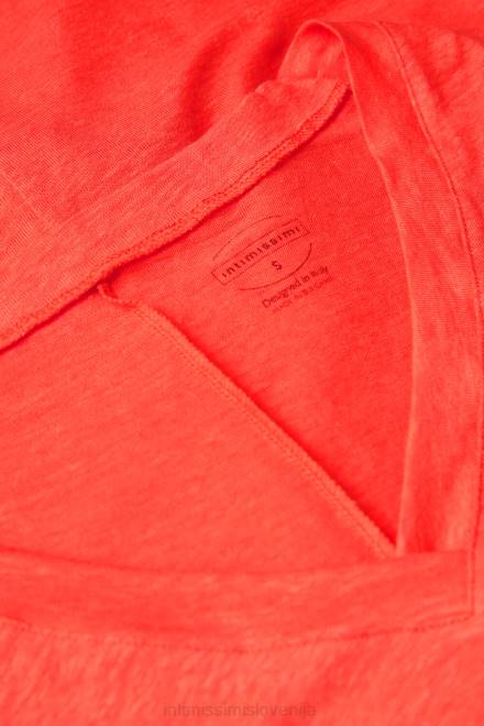 Intimissimi ženske 219j-plamen škrlat oblačila 2R8X1306 lanena majica s kratkimi rokavi in ​​v izrezom