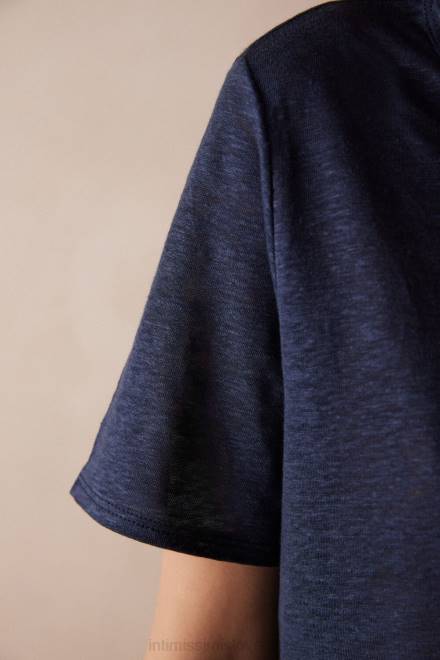 Intimissimi ženske 243j-mornarsko modra oblačila 2R8X1301 lanena srajca s kratkimi rokavi