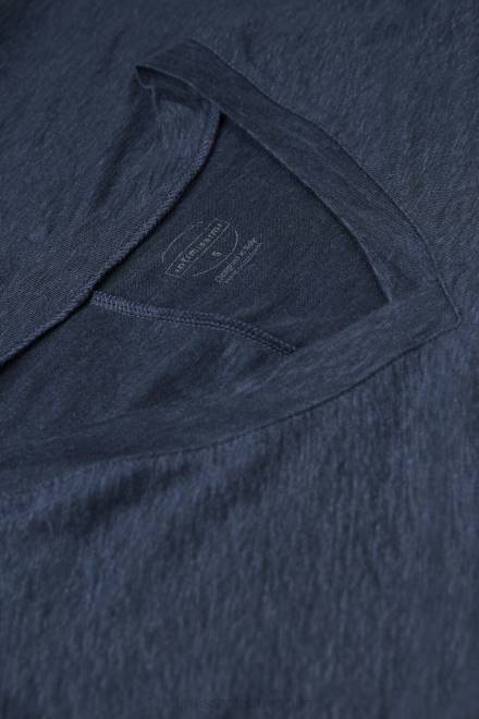 Intimissimi ženske 243j-mornarsko modra oblačila 2R8X1302 lanena majica s kratkimi rokavi in ​​v izrezom