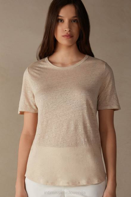 Intimissimi ženske 913i-bež vrv oblačila 2R8X1296 lanena srajca s kratkimi rokavi