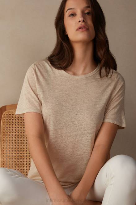 Intimissimi ženske 913i-bež vrv oblačila 2R8X1296 lanena srajca s kratkimi rokavi