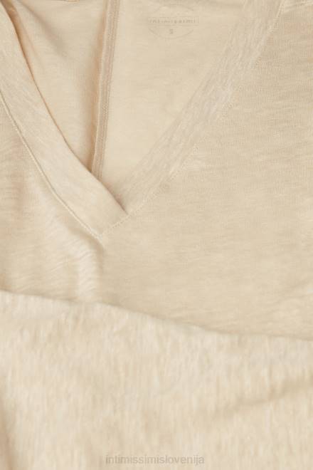 Intimissimi ženske 913i-bež vrv oblačila 2R8X1297 lanena majica s kratkimi rokavi in ​​v izrezom