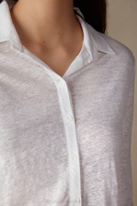 Intimissimi ženske 001-bela oblačila 2R8X1312 lanena srajca z dolgimi rokavi