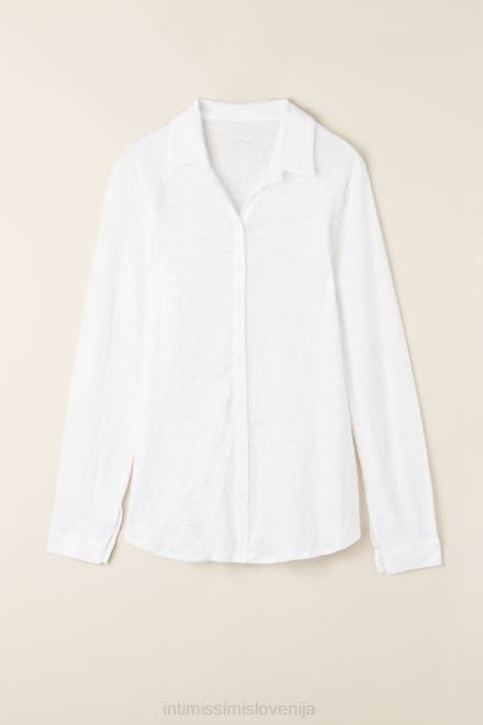 Intimissimi ženske 001-bela oblačila 2R8X1312 lanena srajca z dolgimi rokavi