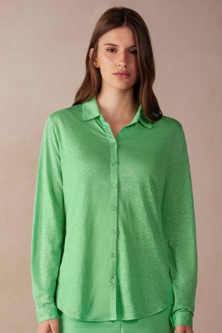 Intimissimi ženske 218j-jabolčna meta oblačila 2R8X1308 lanena srajca z dolgimi rokavi