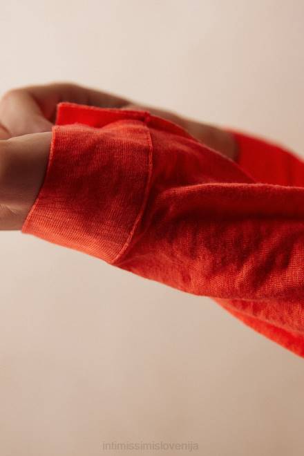 Intimissimi ženske 219j-plamen škrlat oblačila 2R8X1304 lanena srajca z dolgimi rokavi