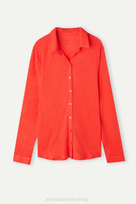 Intimissimi ženske 219j-plamen škrlat oblačila 2R8X1304 lanena srajca z dolgimi rokavi