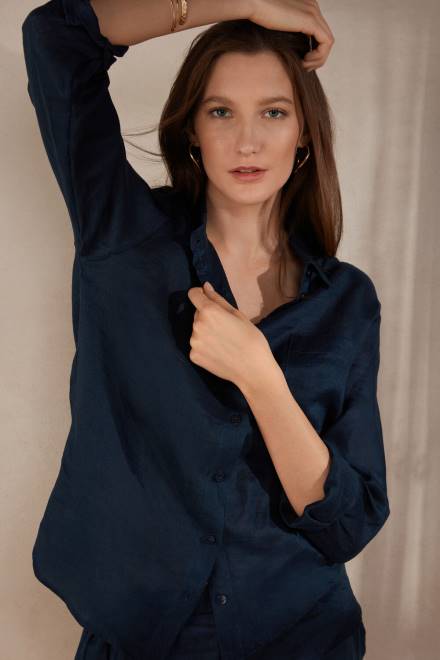 Intimissimi ženske 243j-mornarsko modra oblačila 2R8X1300 platnena srajca iz gladkega tkanja