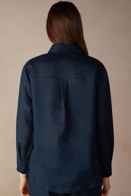 Intimissimi ženske 243j-mornarsko modra oblačila 2R8X1300 platnena srajca iz gladkega tkanja